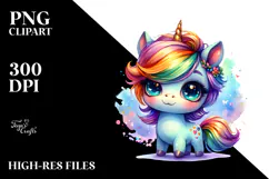 Vibrant Cute Baby Unicorn PNG Product Image 2