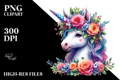 Vibrant Drawing of Cute Baby Unicorn PNG Product Image 2
