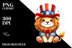 Funny Lion with USA Colors and Hat Product Image 2