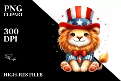 Funny Lion with USA Colors and Hat Product Image 3