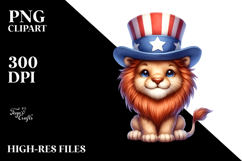 Funny Lion with USA Colors and Hat Product Image 2