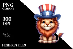 Funny Lion with USA Colors and Hat Product Image 2
