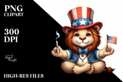 Funny Lion with USA Colors and Hat Product Image 3