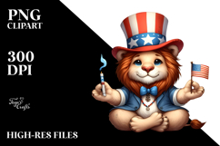Funny Lion with USA Colors and Hat Product Image 2