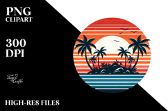 Retro Tropical Island Sunset, Tshirt Style, PNG Product Image 2