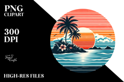 Retro Tropical Island Sunset, Tshirt Style, PNG Product Image 2