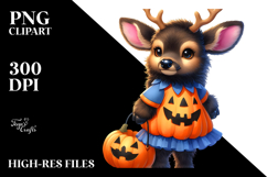 Watercolor Baby Elk Dressed for Halloween | Sublimation Product Image 2