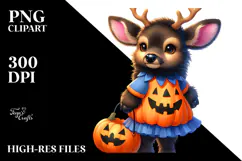 Watercolor Baby Elk Dressed for Halloween | Sublimation Product Image 2