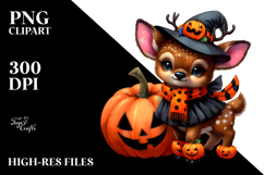 Watercolor Baby Elk Dressed for Halloween | Sublimation Product Image 2
