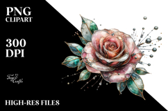 Rose with Metallic Insertions PNG Product Image 2
