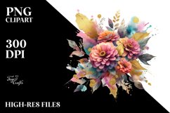 Vibrant Bouquet with Zinnia | Sublimation | Clipart Product Image 1