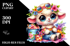 Crazy Baby Lamb with Summer Clothes PNG Product Image 2