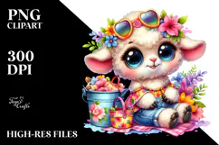 Crazy Baby Lamb with Summer Clothes PNG Product Image 2