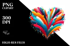 colorful Paintbrush Heart, PNG Product Image 2