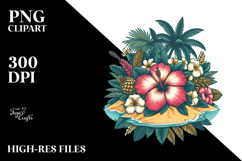Vintage Tropical Flower Island, Tshirt Vector PNG Product Image 2