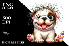 Watercolor Baby Bulldog, Vibrant PNG Product Image 2