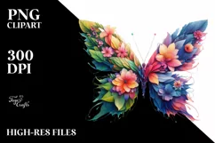 Vibrant Butterfly with Flowers, PNG Product Image 3