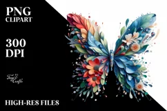 Vibrant Butterfly with Flowers, PNG Product Image 3