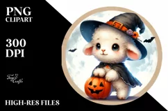 Cute Baby Lamb, Halloween Theme, PNG Product Image 3