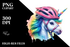 Colorful Baby Unicorn in Cyclist&#039;s Helmet, PNG Product Image 3