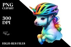 Colorful Baby Unicorn in Cyclist&#039;s Helmet, PNG Product Image 3