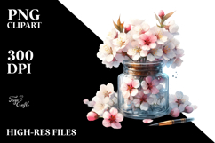 Watercolor Jar with Cherry Blossom | Sublimation Clipart Product Image 2