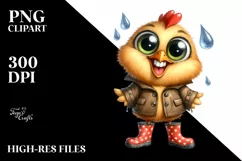 Watercolor Chicken with Big Eyes and Rain Boots Product Image 3