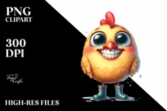 Watercolor Chicken with Big Eyes and Rain Boots Product Image 3