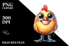 Watercolor Chicken with Big Eyes and Rain Boots Product Image 2