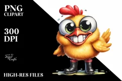 Watercolor Chicken with Big Eyes and Rain Boots Product Image 3