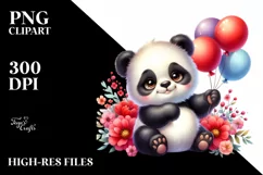 Smiling Baby Panda, Cuddling Balloons, Red Flowers | Product Image 3
