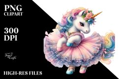 Colorful Baby Unicorn in Waltz Dancer&#039;s Gown, PNG Product Image 3