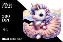 Colorful Baby Unicorn in Waltz Dancer&#039;s Gown, PNG Product Image 3