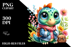 cute Dinosaur Spring Clothes PNG Product Image 2