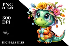 Vibrant Goofy Baby Dinosaur, PNG Product Image 2