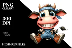 Watercolor Cow with Big Eyes and Bandana Product Image 2