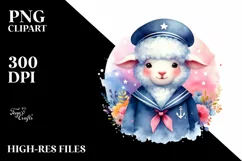 Vibrant Watercolor Wimsical Lamb Sailor Suit Product Image 1