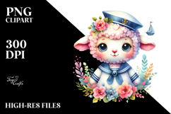 Vibrant Watercolor Wimsical Lamb Sailor Suit Product Image 2