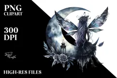 Gothic Fairy on the Moon, PNG Product Image 2