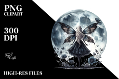 Gothic Fairy on the Moon, PNG Product Image 2