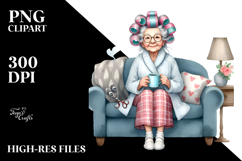 Watercolor Character Sitting on Sofa with Mug | Sublimation Product Image 2