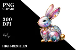 Pastel Bunny made of on Splashy Background, PNG Product Image 2