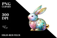 Pastel Bunny made of on Splashy Background, PNG Product Image 2