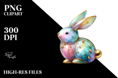 Pastel Bunny made of on Splashy Background, PNG Product Image 2