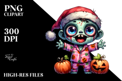 Funny Cute Zombie in Pajamas PNG Product Image 2