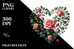Simple Digital Painting Heart Roses PNG Product Image 2