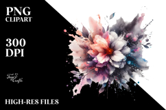 Watercolor V Painting with Flower, Transparent PNG Product Image 2