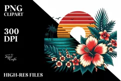 Retro Tropical Flower Sunset | Sublimation | Clipart Product Image 3