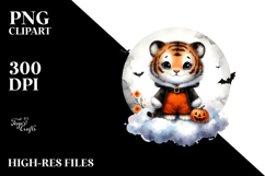 Cute Baby Tiger with Halloween Costume, Transparent PNG Product Image 2