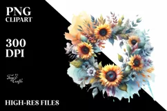 Vibrant Sunflower Wreath, Colorful PNG Product Image 1